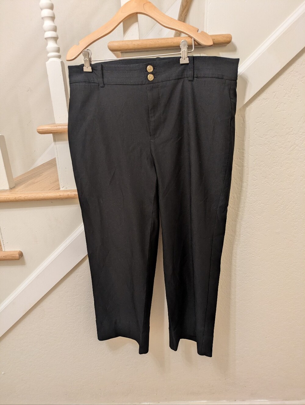 Chico's - Women's Black Stretch Wide Leg Dress Pants - Chicos Size 2.5 (Size 14)